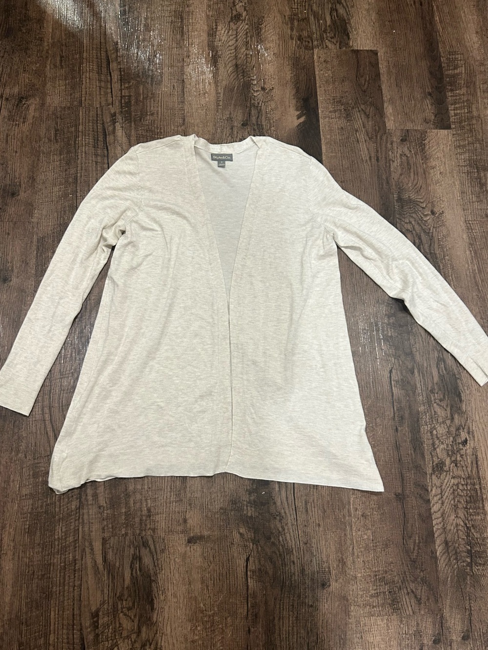 Style & Co. Beige Tint Heather Open-Front Cardigan